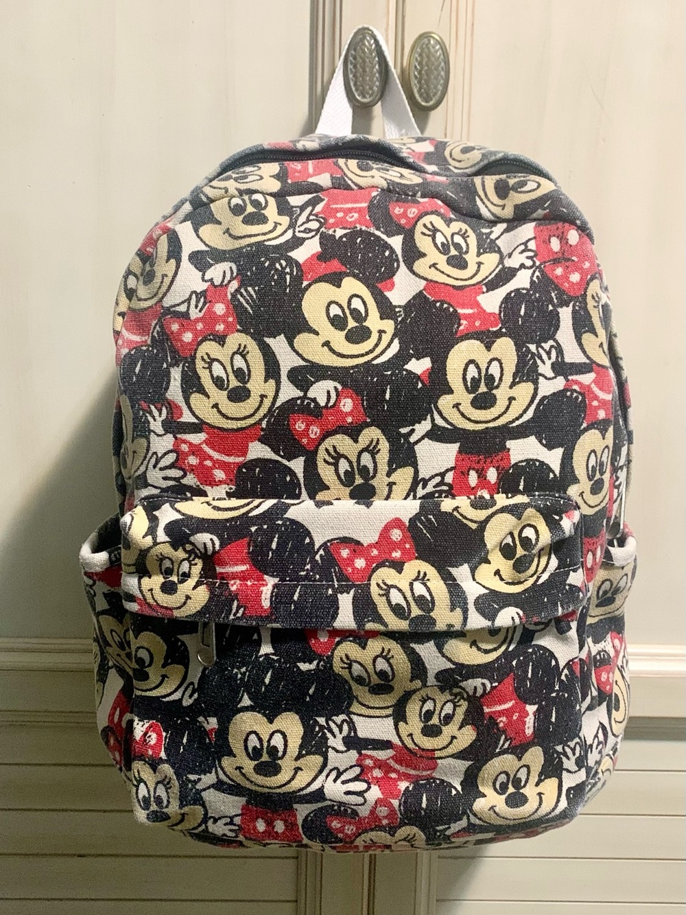Disney Mickey Minnie Mouse Canvas Backpack With Laptop Storage Compartment